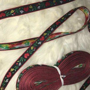 20 yards hearts & flowers embroidered jacquard trim New